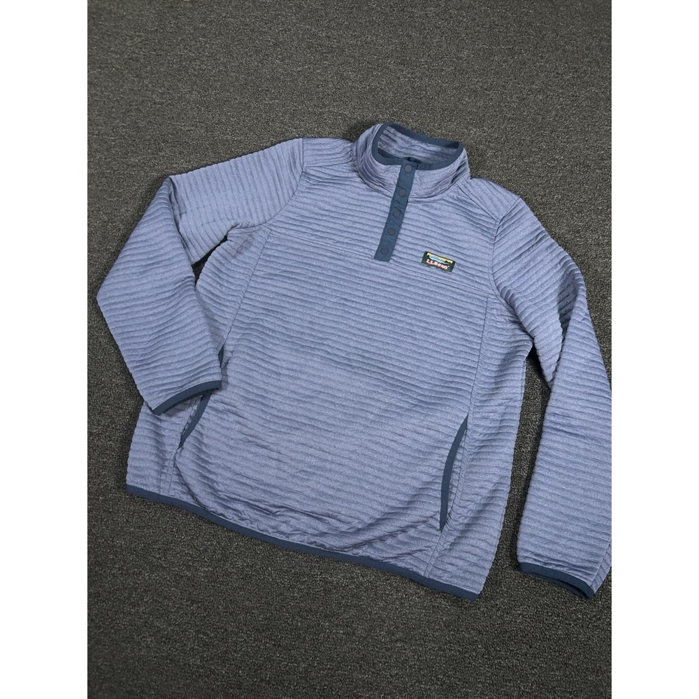 LL Bean Airlight Knit Pullover Womens Medium Blue Quilted Sweatshirt Outdoors